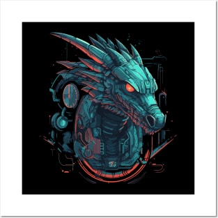 cyberpunk dragon Posters and Art